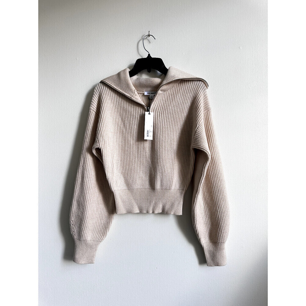 STEVE MADDEN Rowan Quarter Zip Pullover XS Ribbed Sulphur Springs Ivory - Picture 5 of 15